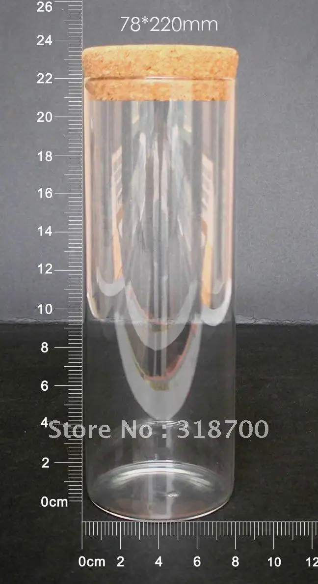 360/lot 750ML large glass container with cork big glass tube glass