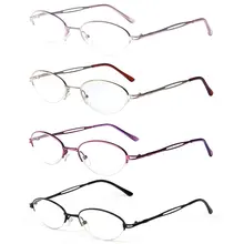 Liansan считыватель очков для чтения для женщин 4 пары набор качественная металлическая полуоправа очки для чтения L731 1,25 1,50 1,75 2,00 2,25 3,0