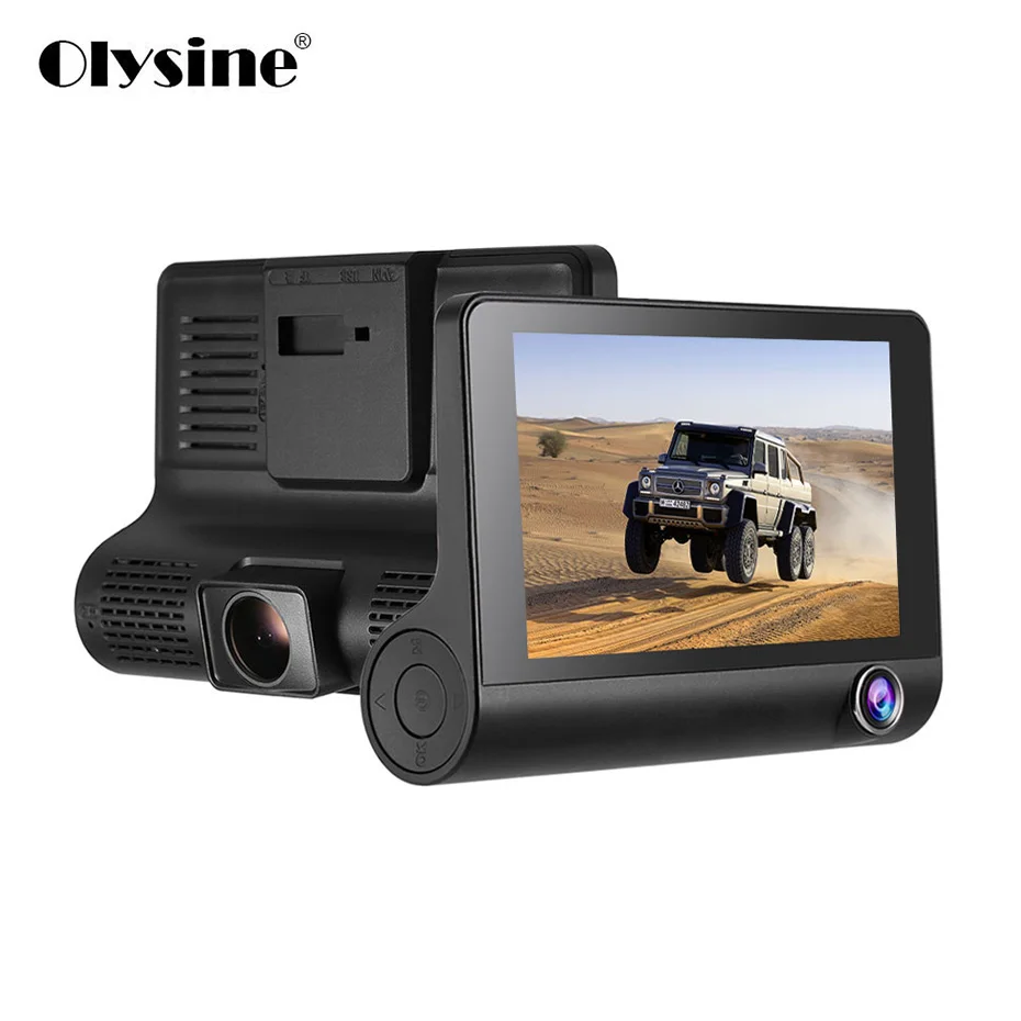 

Olysine 3 Cameras Lens Car DVR 4 Inch Dash Cam HD Video Recorder With Rear View Camera Auto Registrator Dashcam DVRs