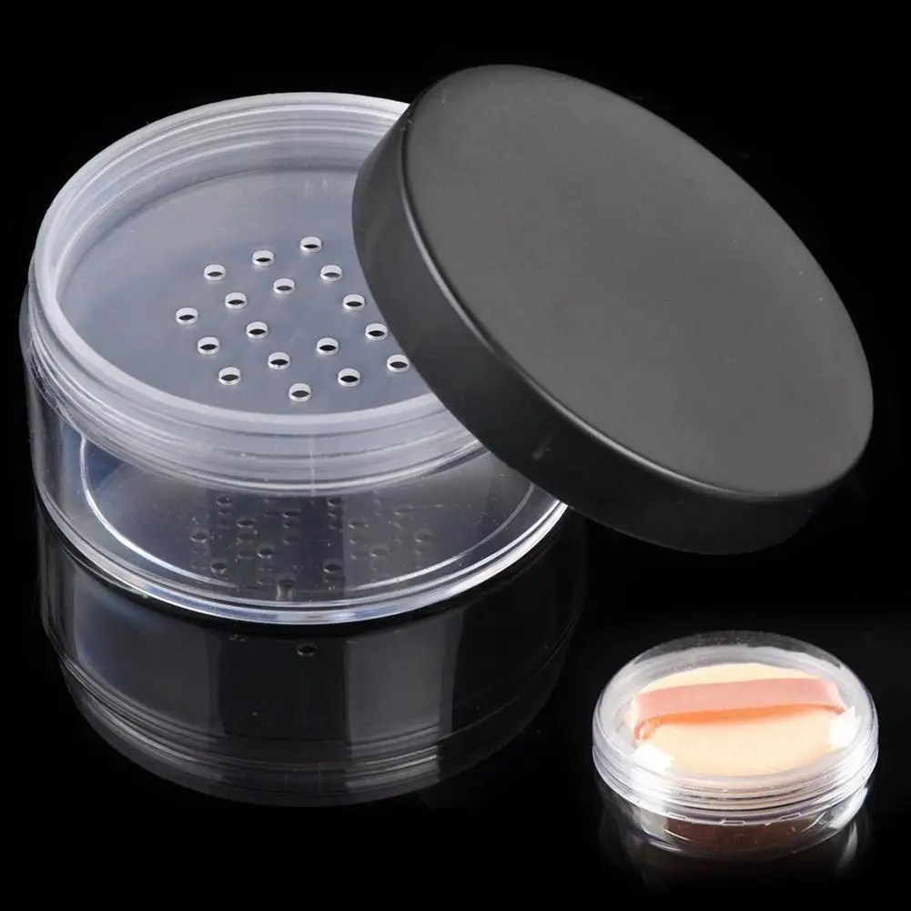 

50g Plastic Empty Loose Powder Makeup Jar Container Travel Puff Box Sifter Container Cosmetic Case Newly