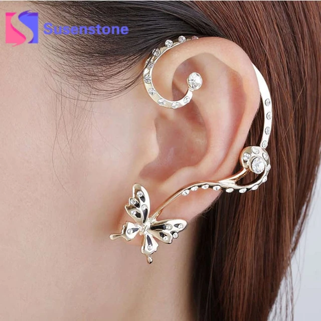 2018 New Fashion Women S Personalized Stud Earrings Two Diffe 2018 New Fashion Women S Personalized Stud Earrings Two Diffe Types Crystal Golden Erfly Earring Jewery