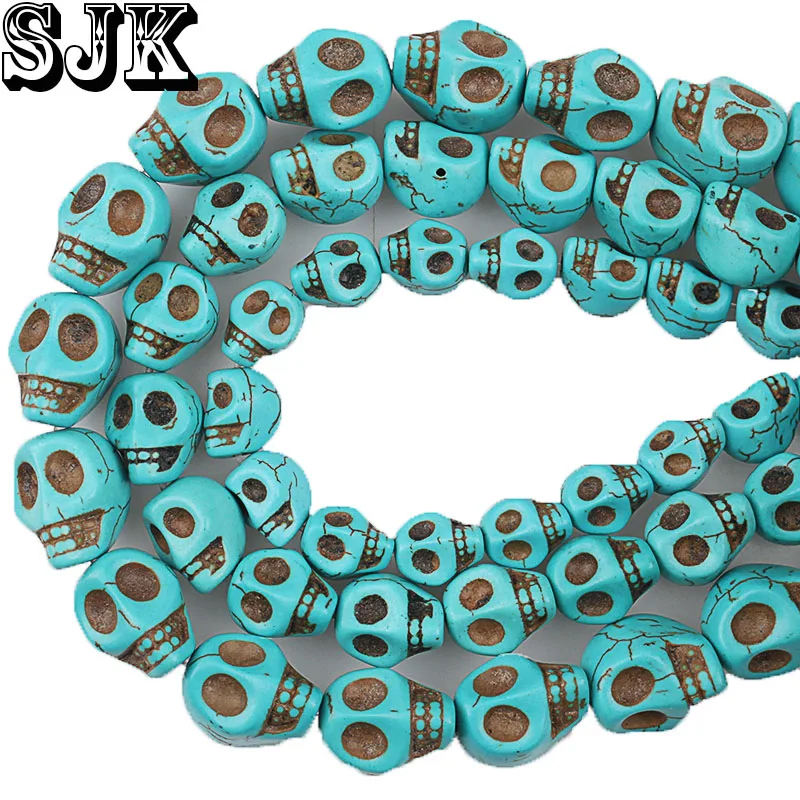 

Turquoises Skull Stone Spacer Beads 8*10/10*13/12*15MM Diy handmade Bracelet Necklace Jewelry Making Accessories Wholesale