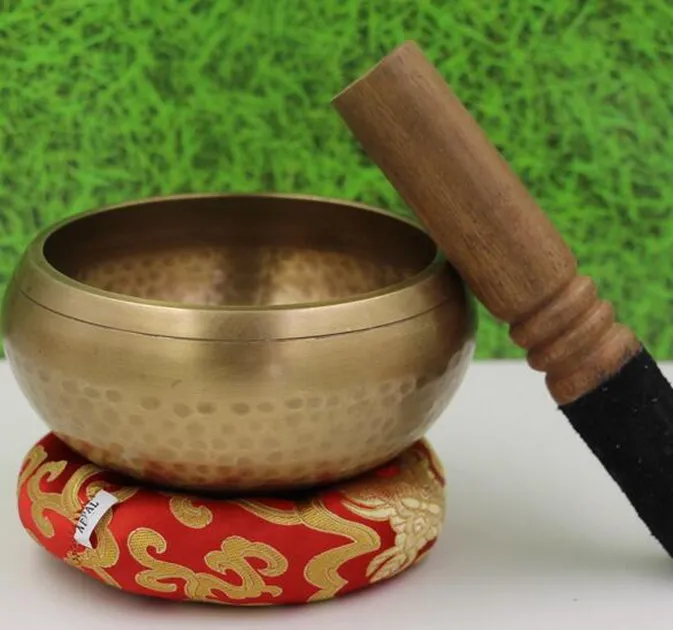 

Retro 1Set Chinese Style Yoga Tibetan Meditation Singing Metal Brass Bowl With Hand Stick Hammered Chakra Art Decoration Craft