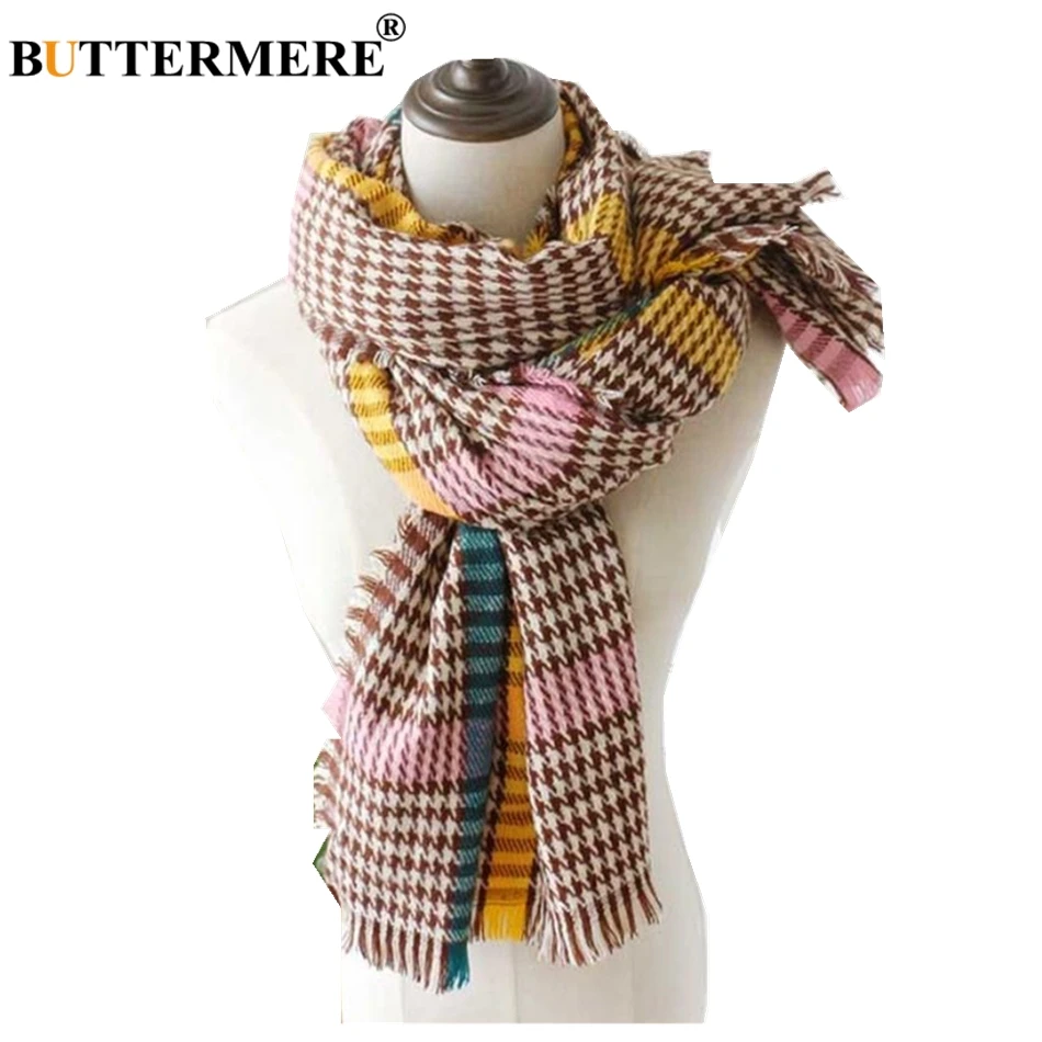 BUTTERMERE Plaid Scarf Women Cashmere Pashmina Ladies Shawls Autumn Winter British Style Checked ...