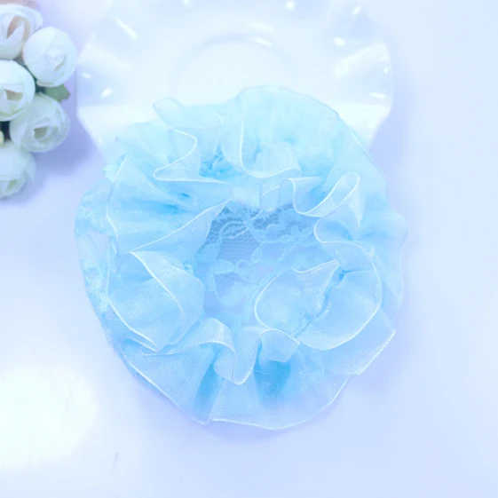 Милые девушки цветок кружева многоразовые булочки сетки для волос для танцоров детская булочка чистая крышка аксессуары для волос балетная одежда HN003 - Цвет: Blue