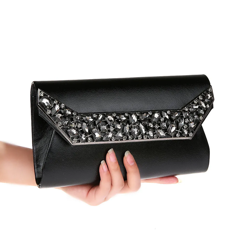 

Flash Rhinestone Evening Bags Luxurious Noble Solid Color Simple Envelope Package Meeting Dinner Clutch Hand Bag Handbag WY208