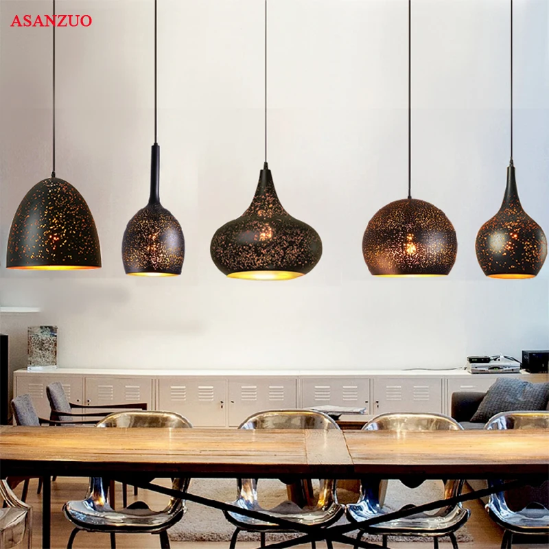 

Loft Retro pendant lights cafe bar iron Hollow hanging lamp Restaurant industrial wind corrosion pendant lamp