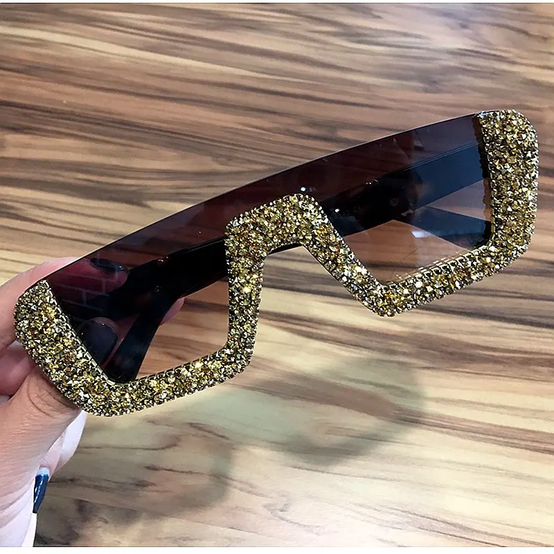 Новые солнцезащитные очки wo мужские брендовые дизайнерские роскошные солнцезащитные очки с украшением из камней мужские солнцезащитные очки с полуоправой Модные солнцезащитные очки UV400 - Цвет линз: Оранжевый
