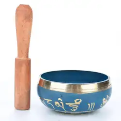 Небесно-Голубой Медь чаша Поющая чаша Религия музыкальных инструментов медитации прочный