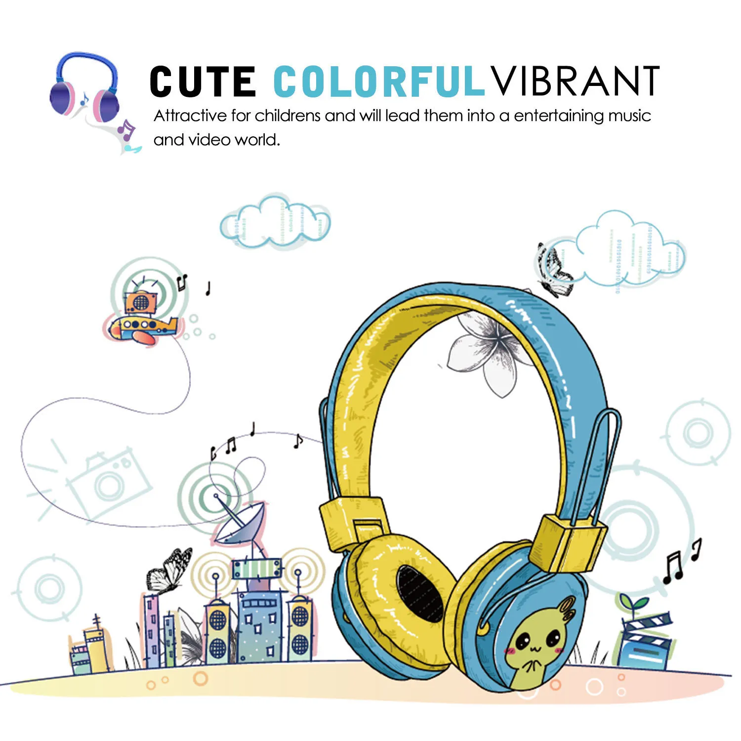MoKo Kids Headphones On Ear Headphones Volume Limiting Wired 1 5m 4 9ft Headset with SharePort for Children For Leapfrog