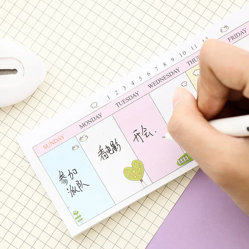 

Z32 Kawaii Simple Weekly Sticky Notes Plan Message Writing Memo Pads School Office Supply Student Stationery DIY Decor Sticker