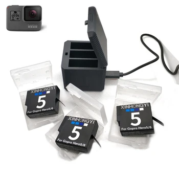 

Hero 7 battery 1600mAh Hero5 bateria + Type-C 3 Slots storage box charger for GoPro hero7 Hero 6 Hero 5 Camera accessories