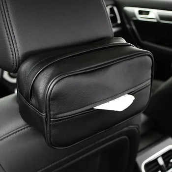 

New soft leather car tissue box car sun visor type block hanging container towel napkin holder paper rack organizer Storage bag