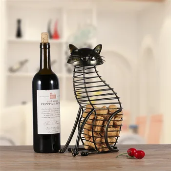 

European Style Iron Art Abstraction Cat Bottle Stopper Jar Personality Living Room Wine Cabinet Storage Ornaments X1327
