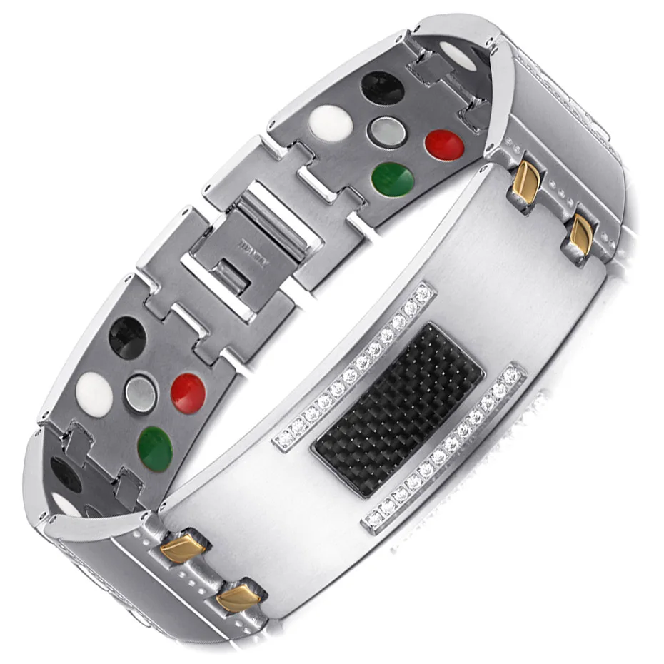 WelMag модные изысканные хрустальные магнитные титановые браслеты для мужчин германий турмалин мужской браслет для здоровья - Окраска металла: SG bracelet