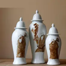 Chino Europea Mediterráneo moderno florero Vintage de Casa de cerámica jarrón Jingdezhen de cerámica jarrón vaso templo