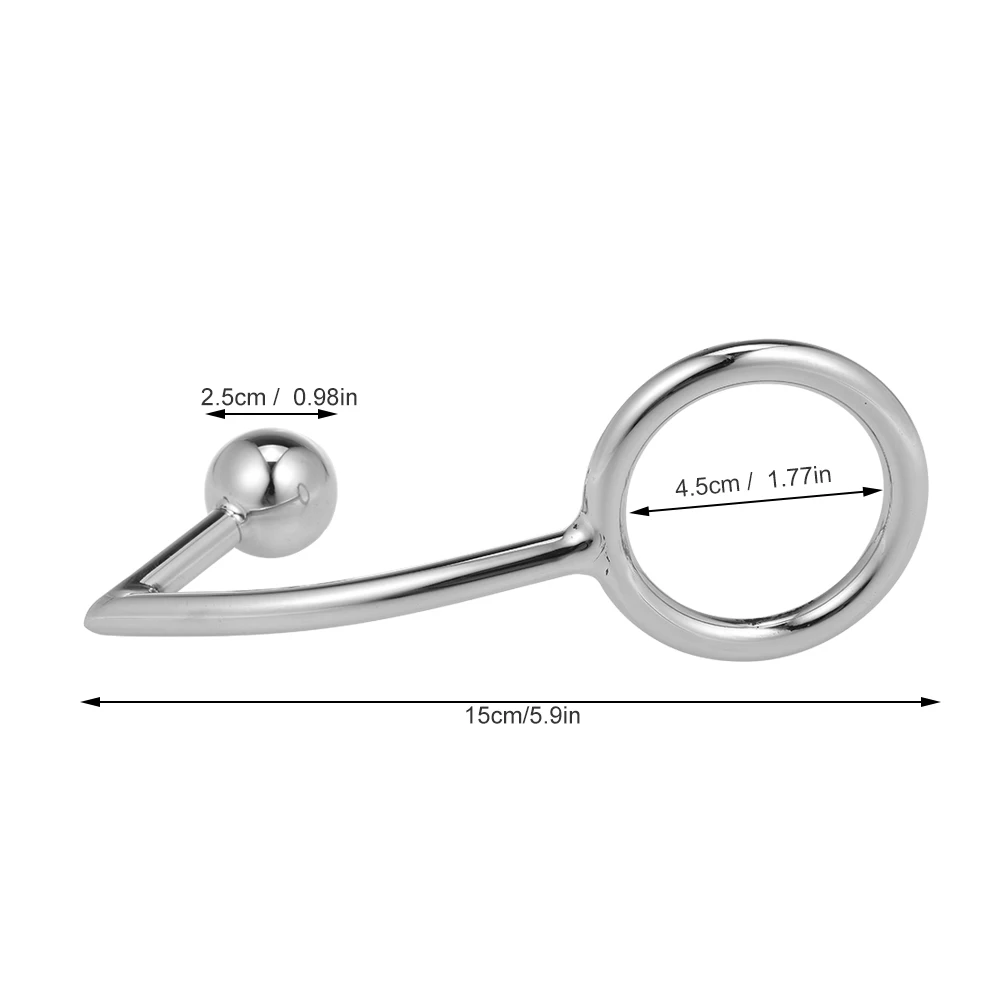 45mm Anal Plug With Ball&Butt Hook Stainless Steel Prostate Massager Fetish Cock Ring Chastity Device Adult Sex Toys For Couples