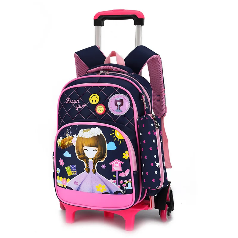 

Trolley school Backpack 6 Wheels bags Princess backpack Girls Children School Bag kids Girls Removable Children Trolley scholbag