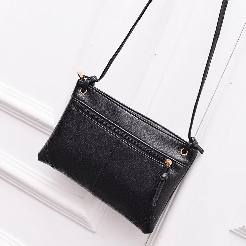 Fashion Korean Summer Women Messenger Bag Leather Solid Color Zipped