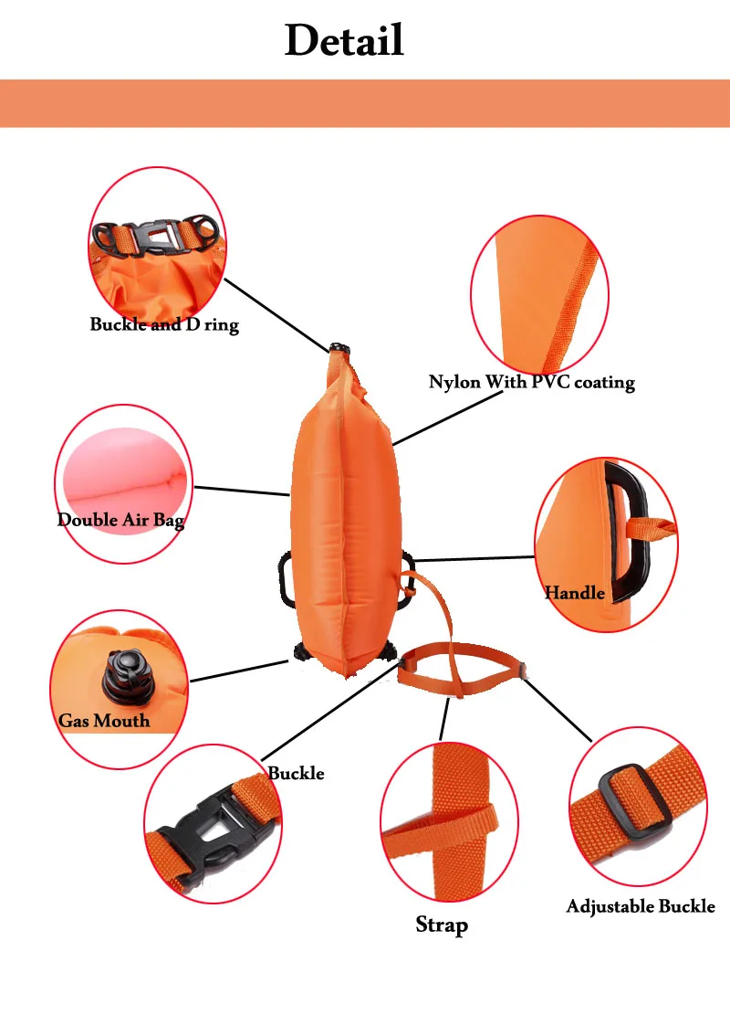 Плавучий буй надувной буй мешок безопасности поплавок воздушный сухой мешок Буксировка Купание и плавание надувной флотационный мешок Детский Взрослый буй