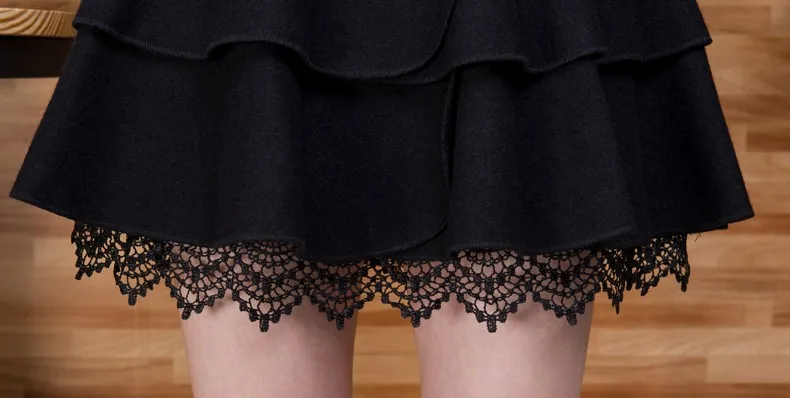Осенние и зимние короткие юбки с высокой талией, шерстяные короткие юбки, многослойная юбка-пачка средней длины