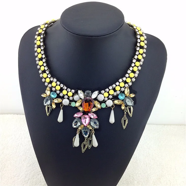 Bib Chunky Choker Collar Fashion Jewelry Crystal Statement Necklace