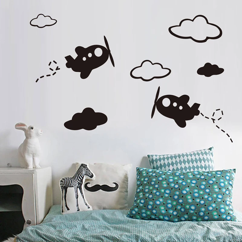 

Solid Color Airplane Wall Decals Nursery Decor Wall Stickers for Kids Room Aircraft Wall Art Decals Plane Clouds Art Decal