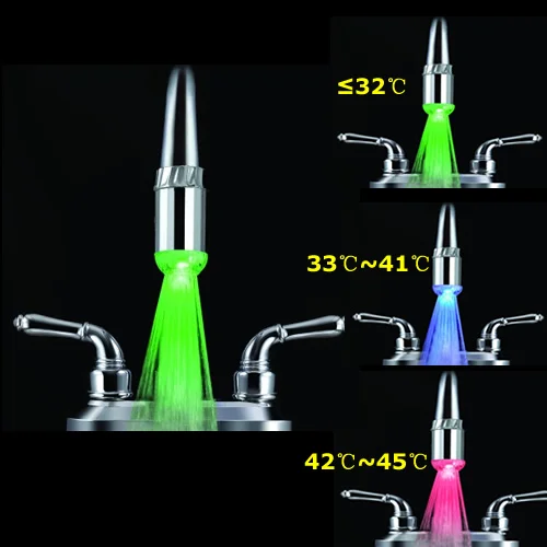 

3 Colors Changing RGB Temperature Sensor LED Light Water Tap Faucet Glow Shower