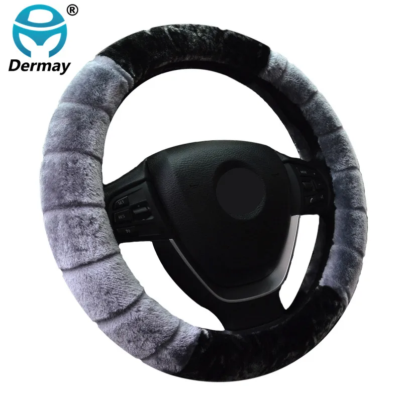 4 Colors Winter Warm FUR STEERING WHEEL COVER Size M fit 14 15 Steering Wheel 95