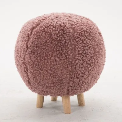 Модный детский табурет для творчества из современной плотной древесины, сферическая моющаяся дизайнерская мебель, короткая круглая Бытовая ткань - Цвет: G3