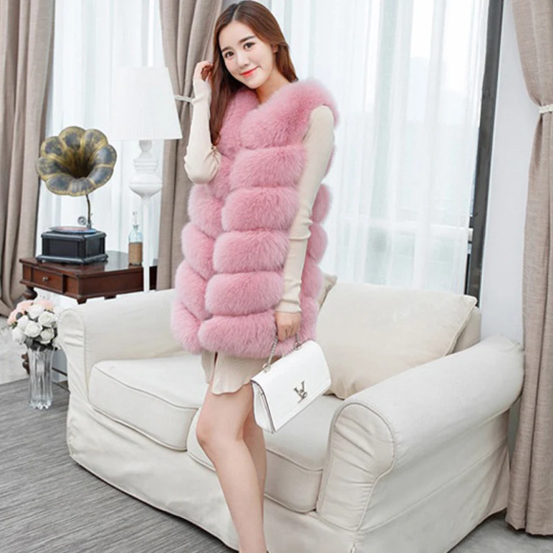 

Women Faux Fur Vest Coat Winter jacket Sleeveless manteau femme hiver