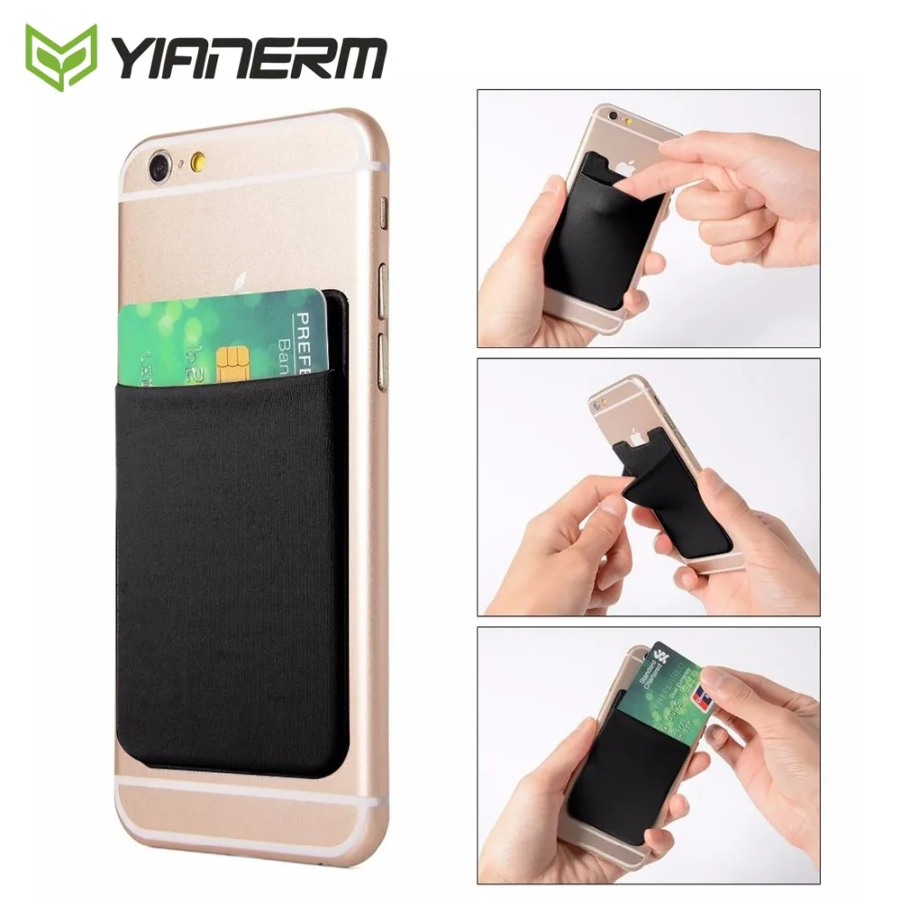 

Yianerm Phone Case Credit Card Wallet Holder Stretchy Lycra 3M Sticky Notes Ultra Slim Bus Card Pocket Pouch for Most Smartphone