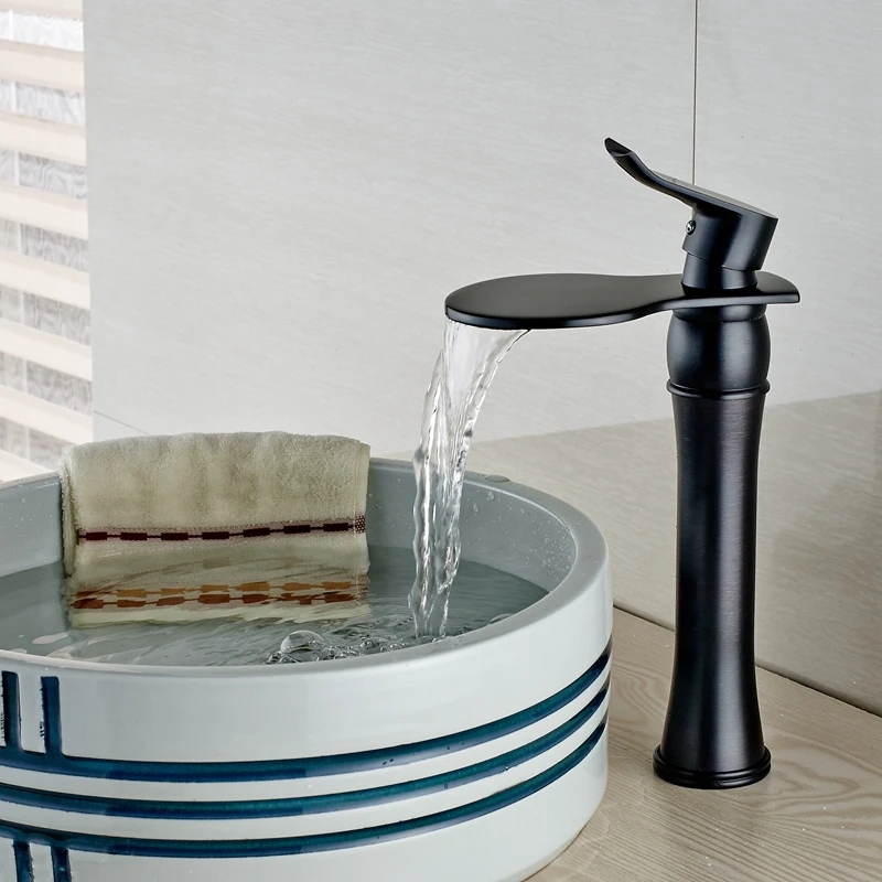 

Oil Rubbed Bronze Single Handle Mixer Countertop Tap Deck Mount Bathroom Faucet
