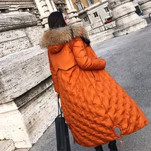 Модное зимнее пуховое пальто с воротником из натурального меха енотовидной собаки, верхняя одежда, женские пуховые куртки, осень, Новое поступление