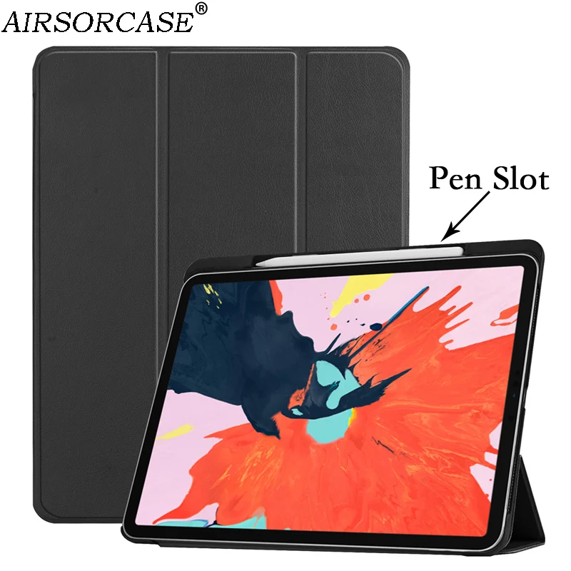 Однотонные чехлы из искусственной кожи со слотом для ручки Apple iPad Pro 12 9 2018 чехол