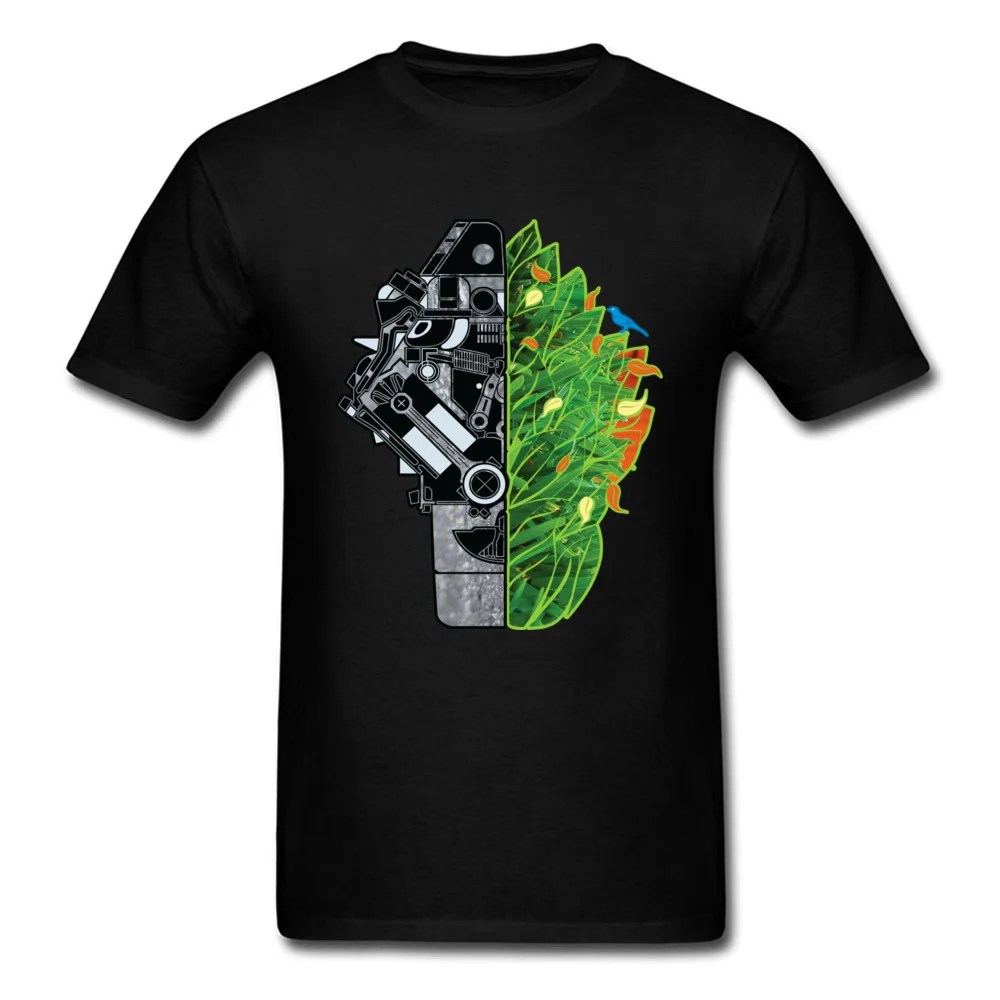 

Geek Men T-shirt Natural Mechanisms Punk T Shirt Robot Machine Lover Tops Cotton Black Tees England Streetwear High Quality