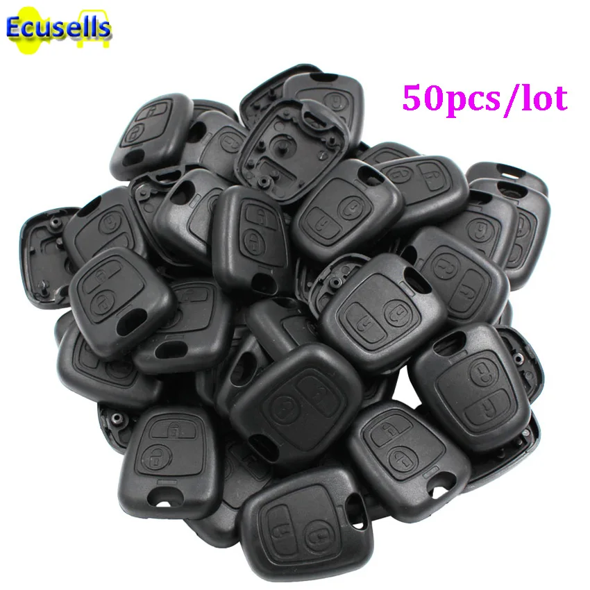 

50pcs/lot key for Peugeot 206 307 207 for Citroen C2 half remote key case shell cover replacement with key fobs No blade No Logo