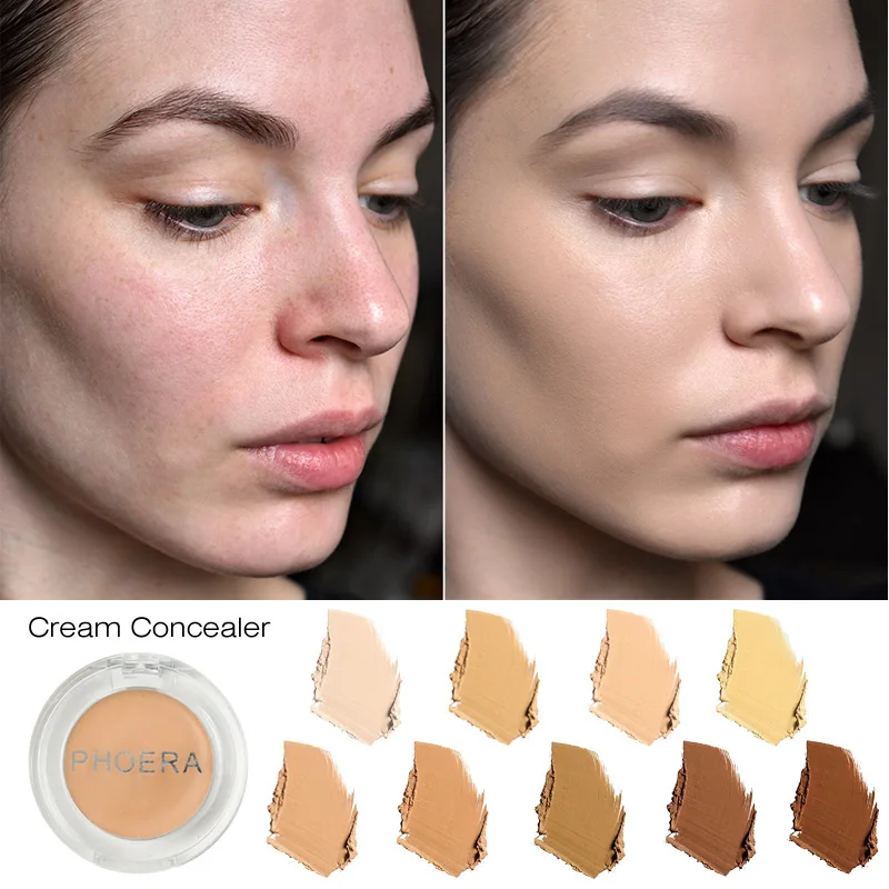 

PHOERA Natural Mineral Whitening Facial Concealer Cover Pore Wrinkle Brighten Moisturizer Face Foundation Makeup Primer TSLM1