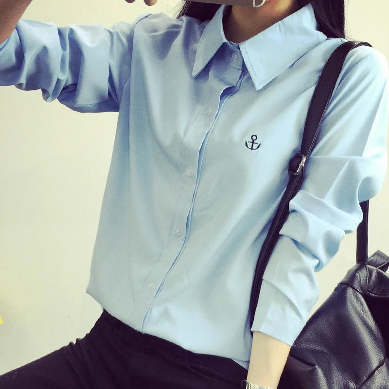 Institute Of Sweet Spring Wind font b Dress b font Embroidered Collar Long Sleeve Shirt Leisure