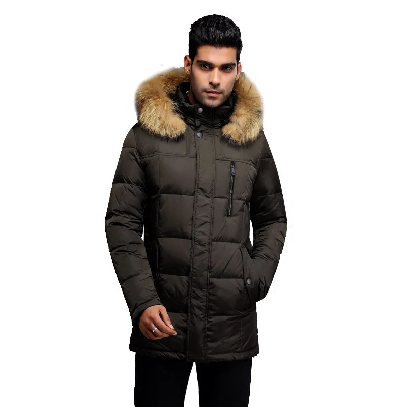 Мужской зимний пуховик с воротником из меха енота размеры 48 56|coat plus size|coats sizewinter down