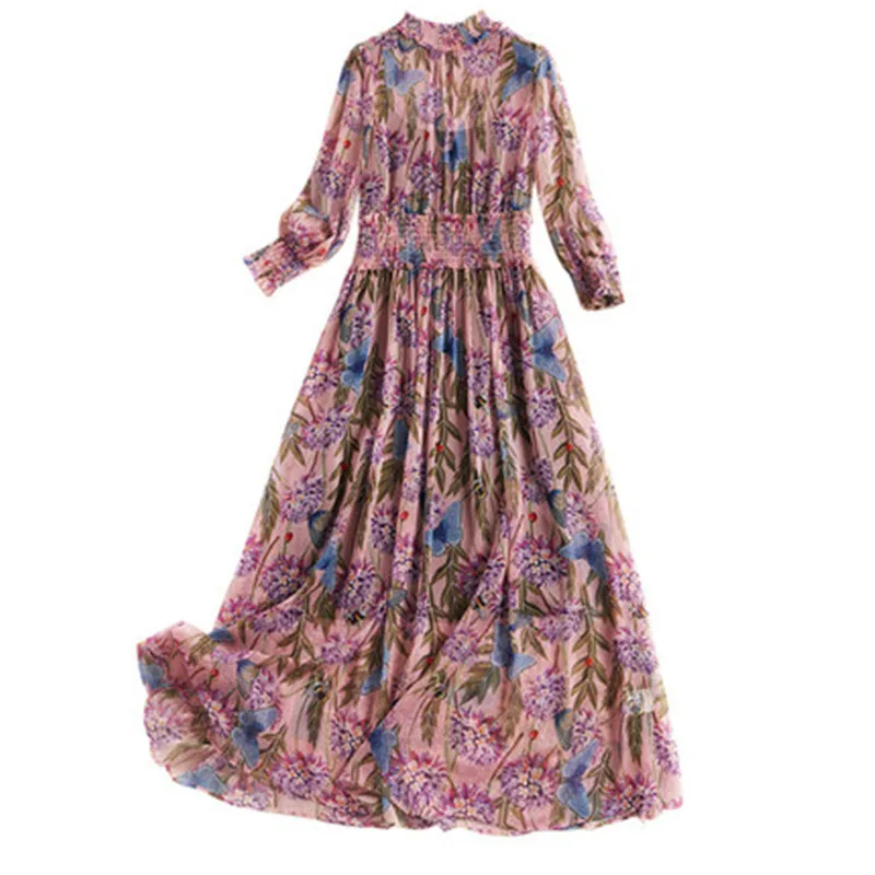 Lovepeapomelo длинное женское весеннее Платье с принтом Prairie шикарное платье длиной до щиколотки новая женская одежда в высокое качество vestidos 618