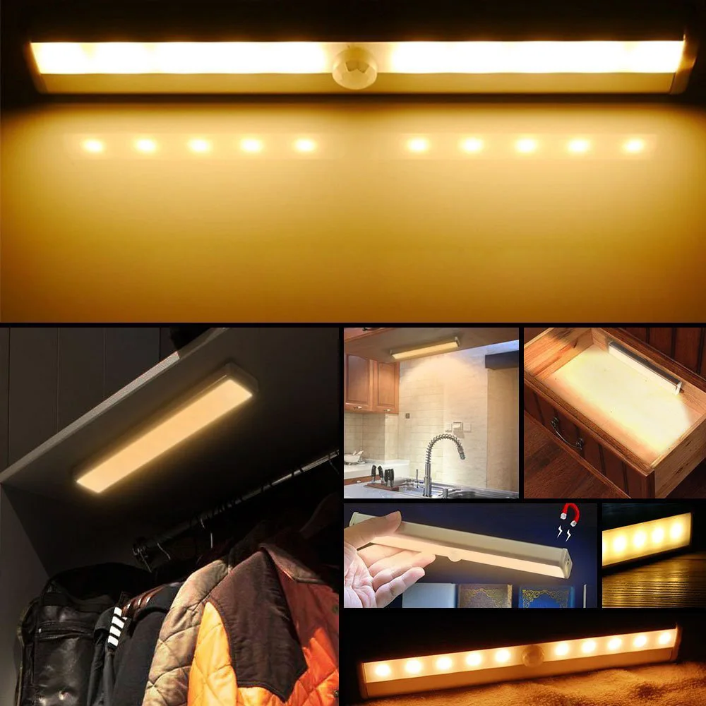 10LED USB Rechargeable Motion Sensor Night Light 8