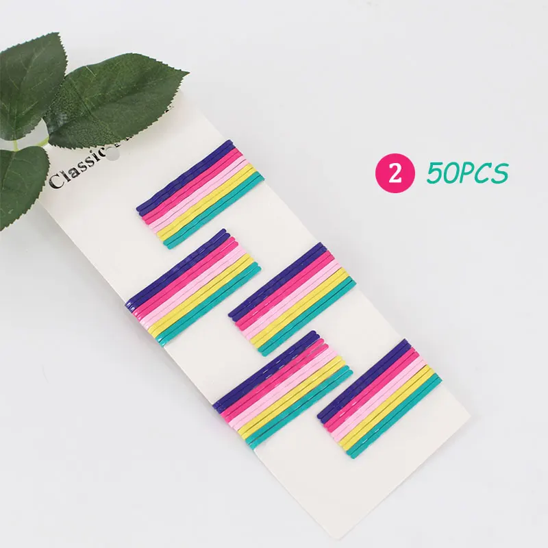40/50pcs 5.5/6cm Hair Clip for Hair Clips Wave Flat Curved Hairpin Styling Metal Barrette Candy Color Bobby Pins for Women Girls