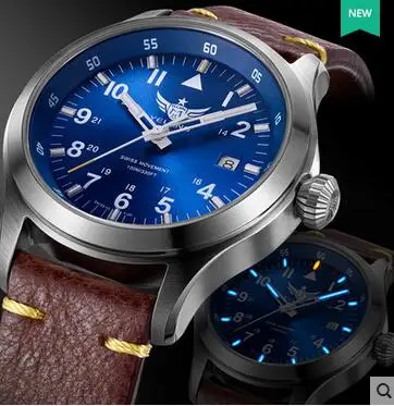 

Yelang Men Quartz Watch Tritium T100 Lithium battery pilot watch WR100M Sapphire Leather Military Watch
