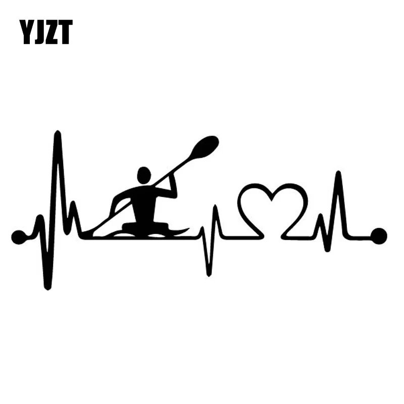 YJZT 16.2CM*6.9CM Heart Rate Ship Rowing Boat Artistic Conception Vinly Decal Car Sticker Interesting Black/Silver C27-0488 | Автомобили и