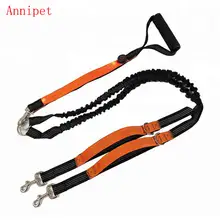 

Hands Free Reflective Nylon Bungee Dog Leash with LED Light Bungee for two Small Medium Large dogs Walking and Training