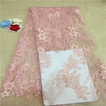 

2019 Latest Beautiful French Sequins Lace Fabric Net White Fashionable Bright African Lace Fabric For Party Dress