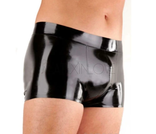 Sexy-Black-Mens-Latex-Rubber-Shorts-Boxers-Rubber-Panties-for-Adults