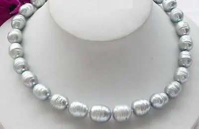 

Free Shipping >> CHARMING BEAUTIFUL 11-14MM NATURAL SOUTH SEA GENUINE GRAY BAROQUE PEARL NECKLACE