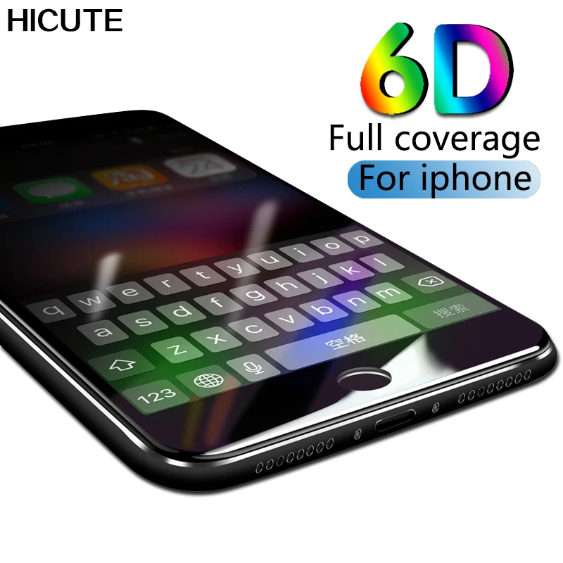 6D 9 H HD volle abdeckung aus gehärtetem glas für iphone 7 8 6 s plus screen protector für iphone 6